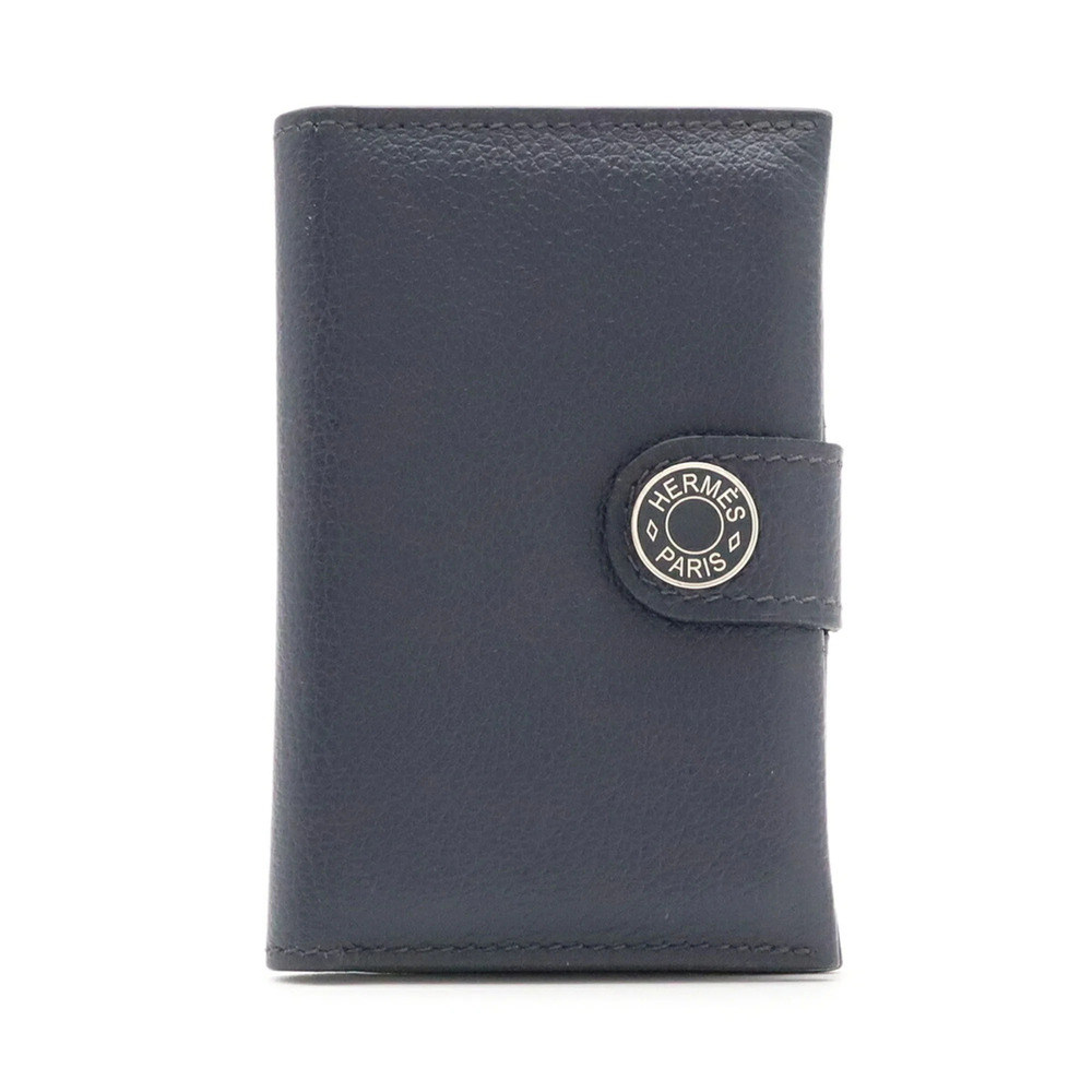 HERMES R.M.S Business Card Holder/Card Case, Pass Veau Evercolor Leather, Nav...